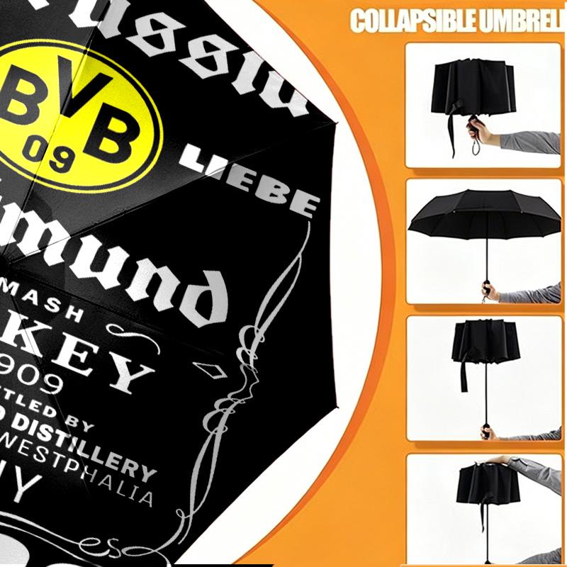 Custom Name Personalized Borussia Dortmund Print Umbrella, Auto Open Close, 8‑Rib Sturdy Frame, Commute Camping Hiking Use, Birthday Gift