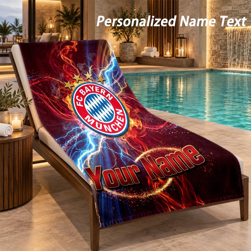 Custom Text Bayern Munich Print Beach Towel Large Towel For Home Bathroom Beach
