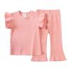 1-13 Years Kids Ribbed Structure T-shirt and Pants Set Casual Loungewear