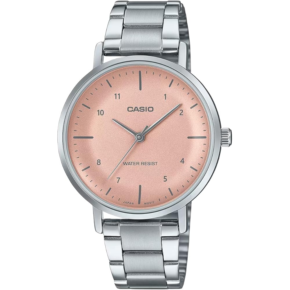 Casio LTP-VT03D-4B Analog Quartz Women's Watch Salmon Pink Metallic Metal Band