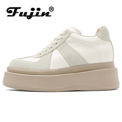 Fujin 7,5 см, замшевые кроссовки из натуральной кожи на платформе, массивные кроссовки на танкетке, повседневные удобные дышащие весенне-осенние брендовые вулканизированные туфли