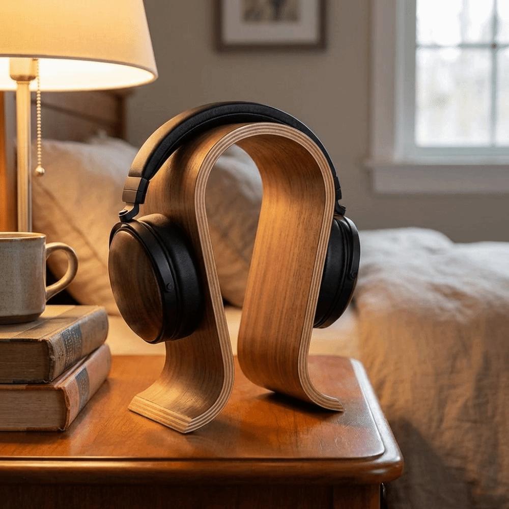 Solid Walnut Earphone Hanger U Shape Headset Display Shelf Headphone Stand Headset Accessories