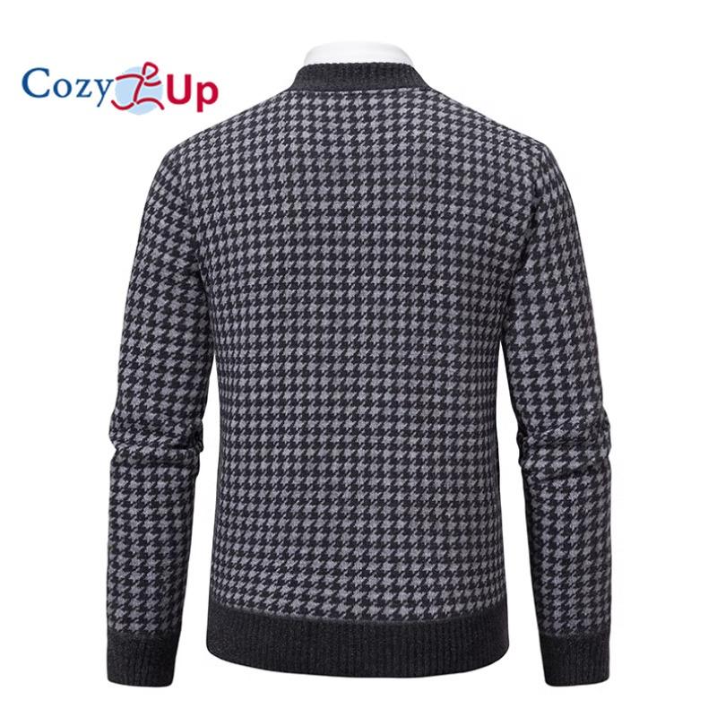 Cozy Up Клетчатый свитер с длинным рукавом вязаный повседневный деловой утепленный теплый пальто куртка