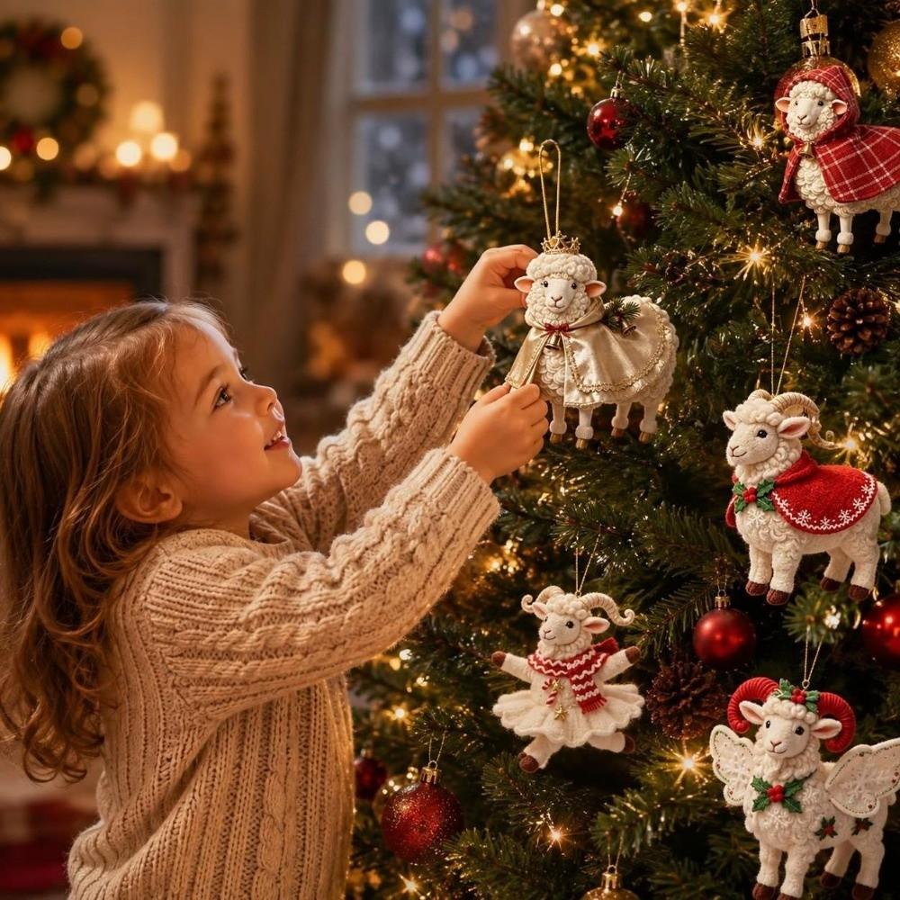 2D Sheep Ornament Cartoon Hanging Christmas Decoration Holiday Decor Party Holiday Decoration