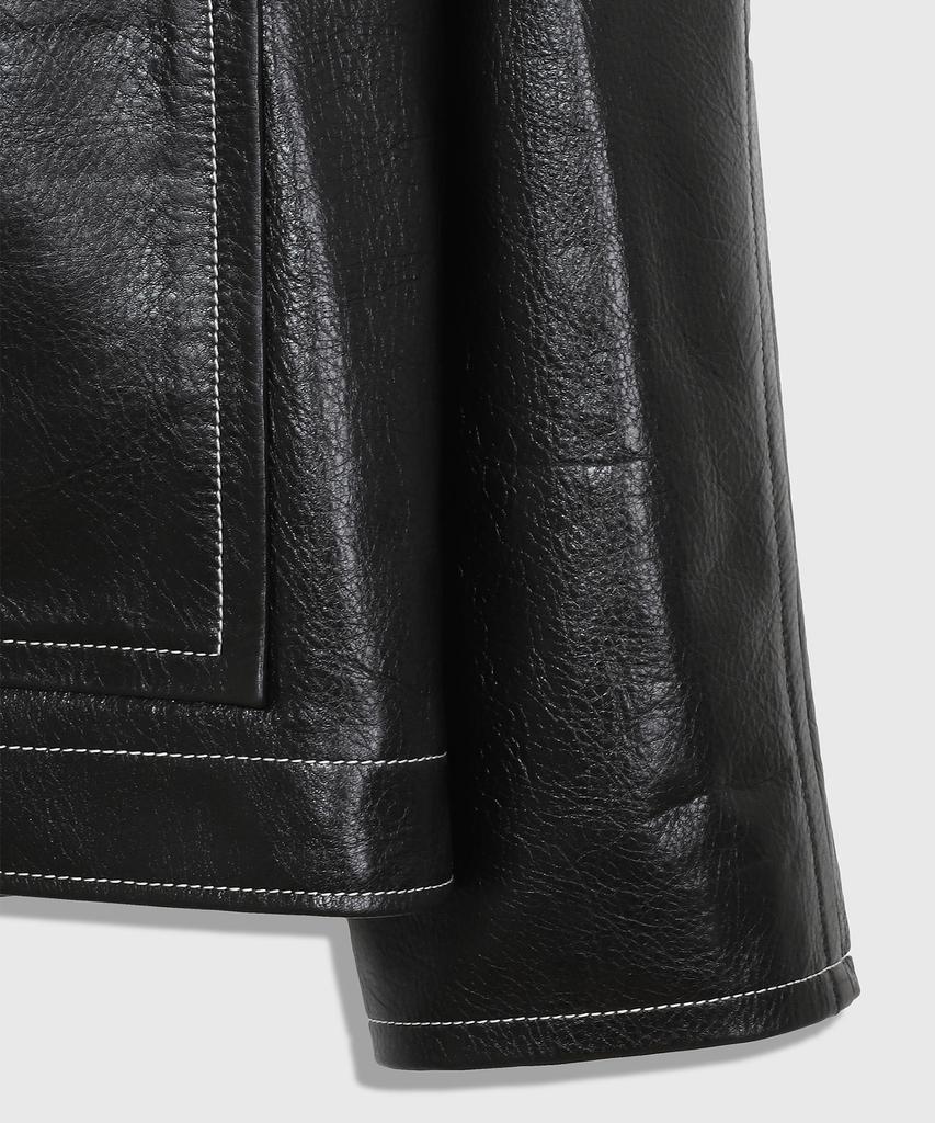 86D Stitch Leather Jacket - Black