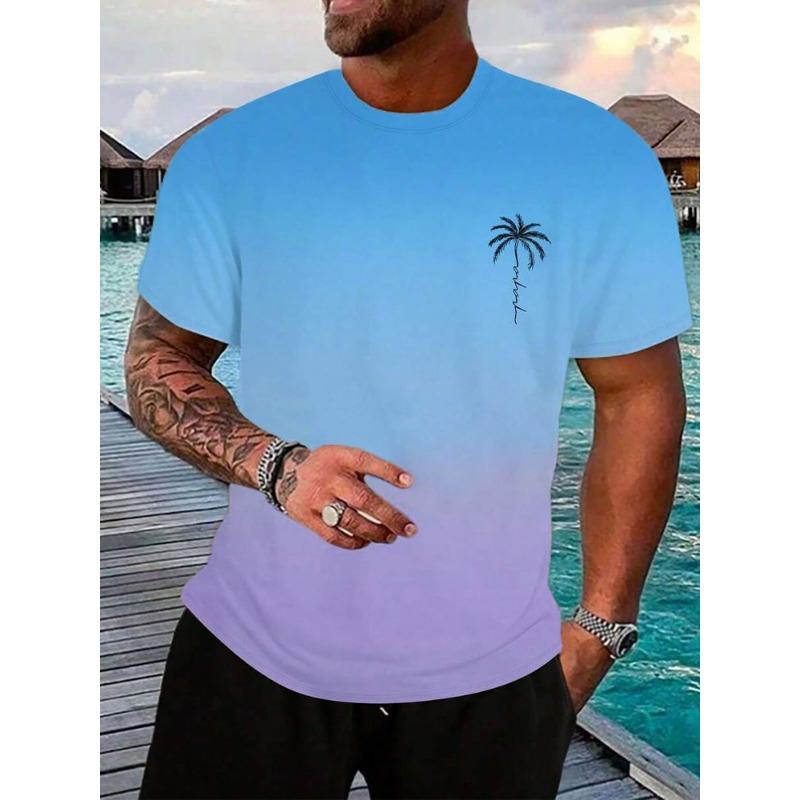 Summer Casual Everyday Men's Short Sleeve Top Hawaiian Men's Fashion T-shirt Outdoor Beach Men's Crew Neck T-shirt 3D Print