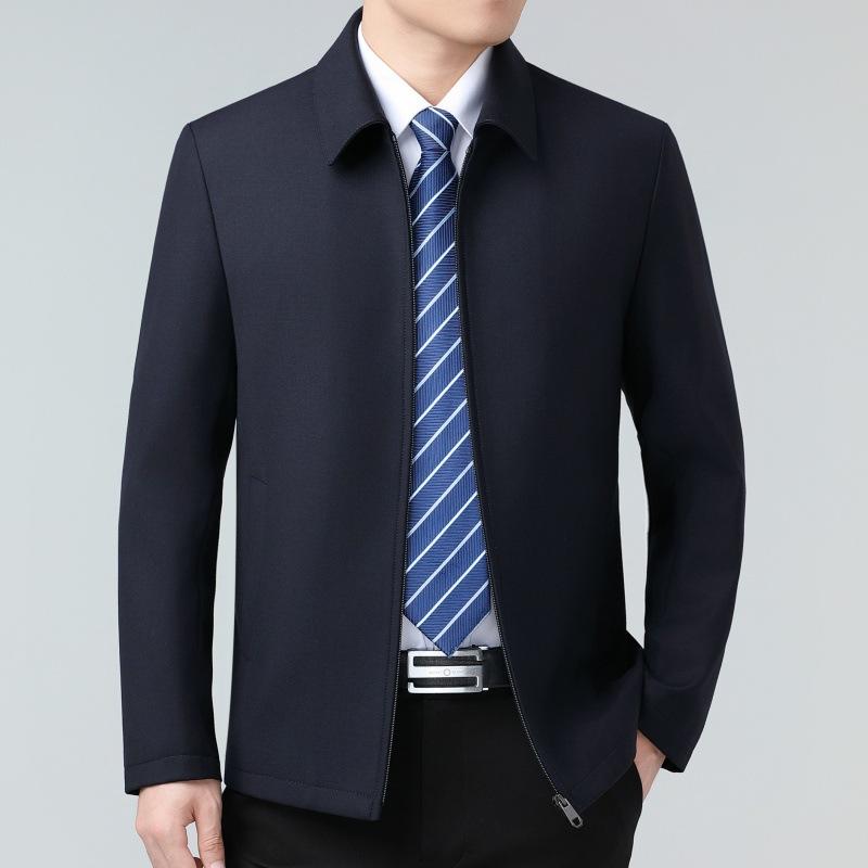 Мужская шерстяная куртка среднего возраста, осенняя новинка, повседневная куртка с лацканами для папы, для бизнеса и государственных служащих, универсальный верх