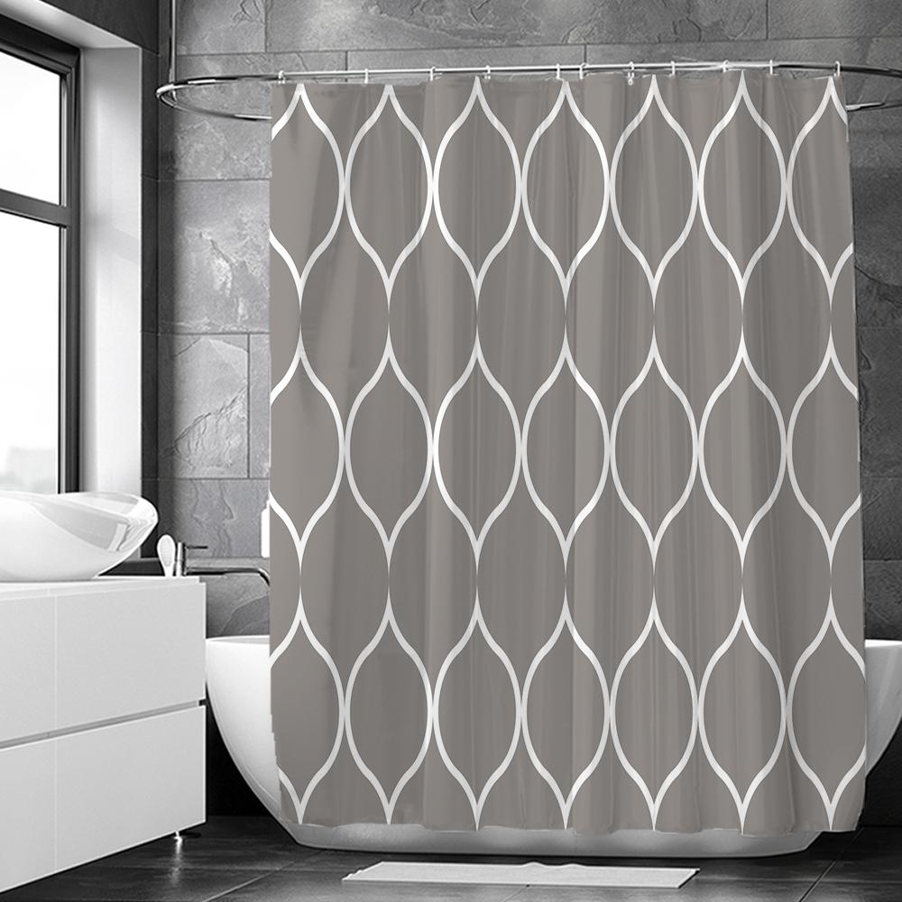 Black And White Geometric Pattern Shower Curtains Waterproof Fabric Bathroom Curtain With Hooks 180X180Cm Toilet Bath Screen