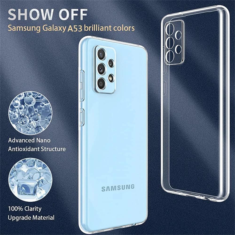 Прозрачный чехол для телефона с защитой камеры для Samsung Galaxy A32 A33 A52 A72 Защитная накладка Задние прозрачные крышки для камеры