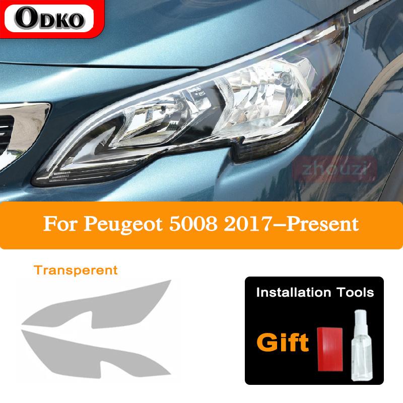2 шт. Для Peugeot 5008 2018 Автомобильные фары Тонировка Черная Защитная пленка Защита Прозрачная TPU Наклейка Аксессуары