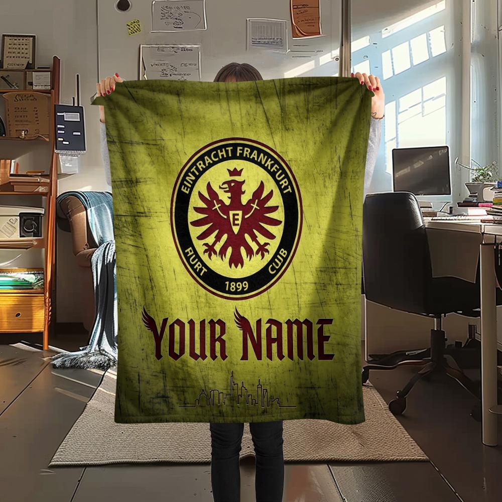 Custom Name Eintracht Frankfurt Flannel Blanket, High quality Comfortable for All Seasons, Home Decor, Warmth and Comfort