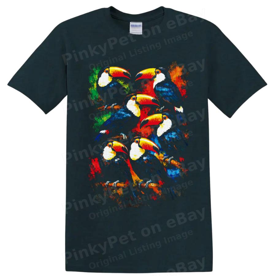 Toucan Bird T Shirt Colorful Tropical Wildlife Art Graphic Nature Lover Tee Gift