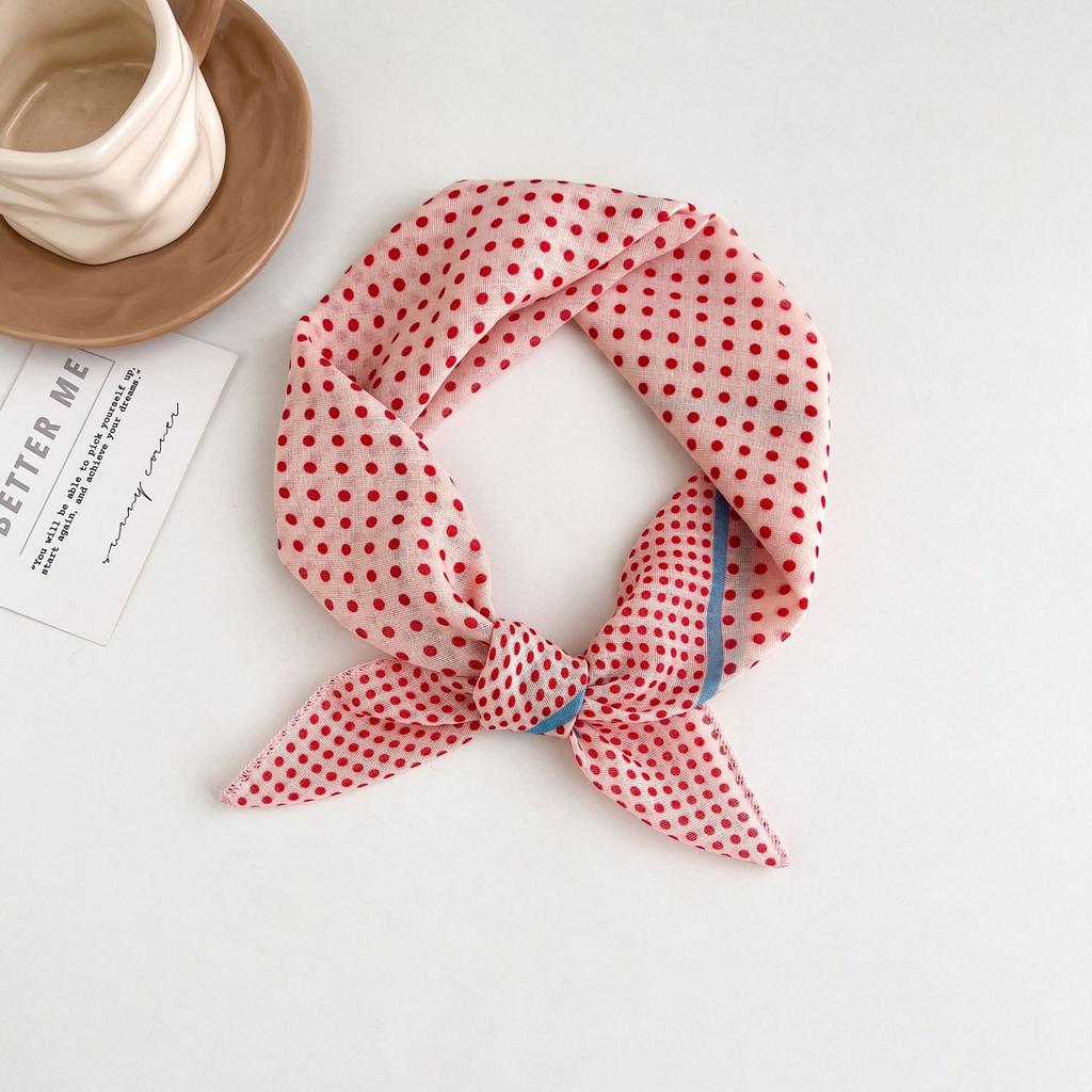 Polka dot silk scarf women's spring and summer new Korean ins versatile neck protection scarf fashion headscarf square scarf silk scarf