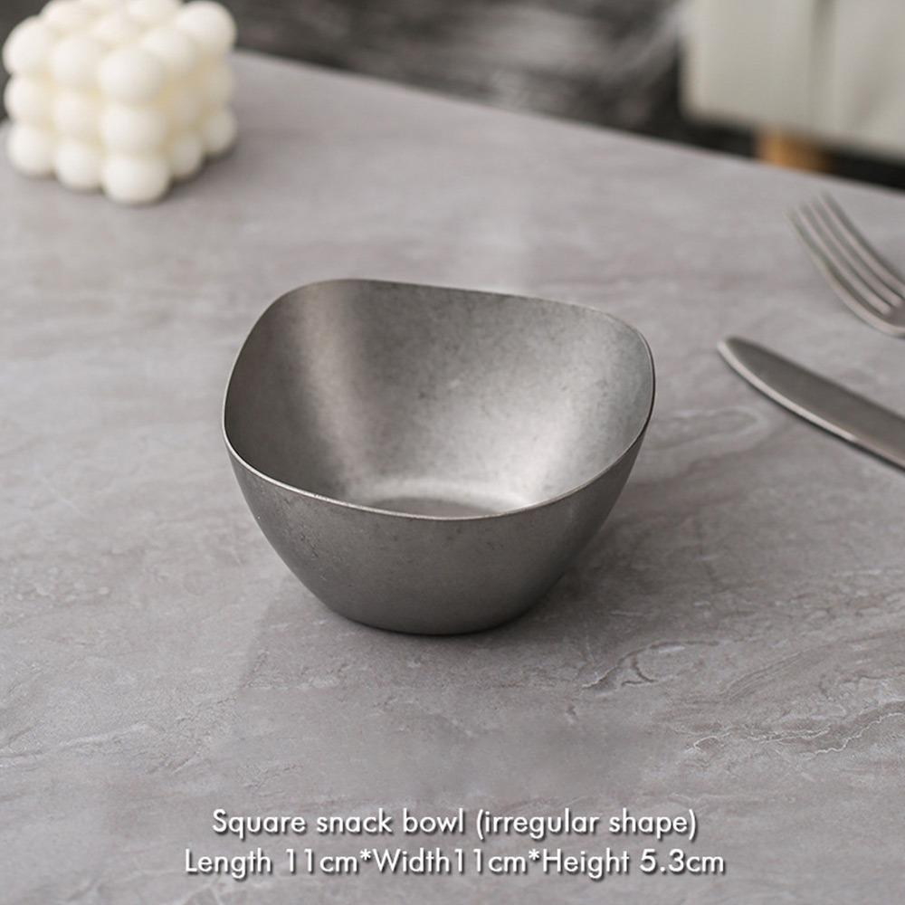 Многофункциональная винтажная металлическая обеденная тарелка, неправильная костяная посуда, ретро тарелки для еды, для обеда