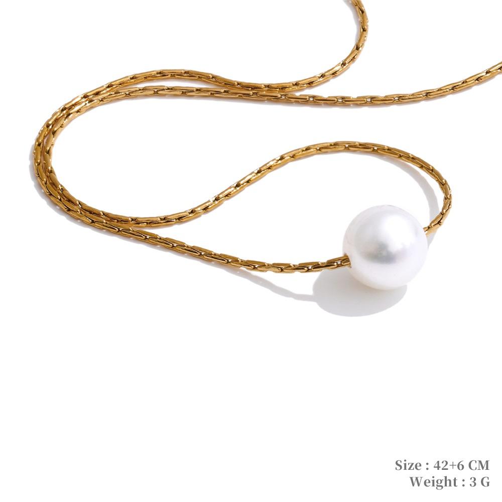 Yhpup 2 Style Daily Basic Natural Freshwater Pearl Round Oval Pendant Necklace Ladies Stainless Steel Chic Jewelry High Quality