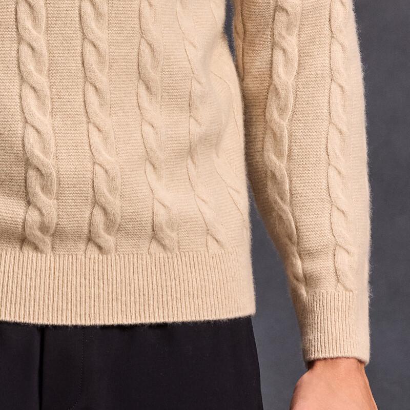 Antonio Men's 100% Cashmere Cable Knit Round Neck Sweater