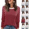 Женская модная повседневная футболка в горошек с круглым вырезом и длинным рукавом
