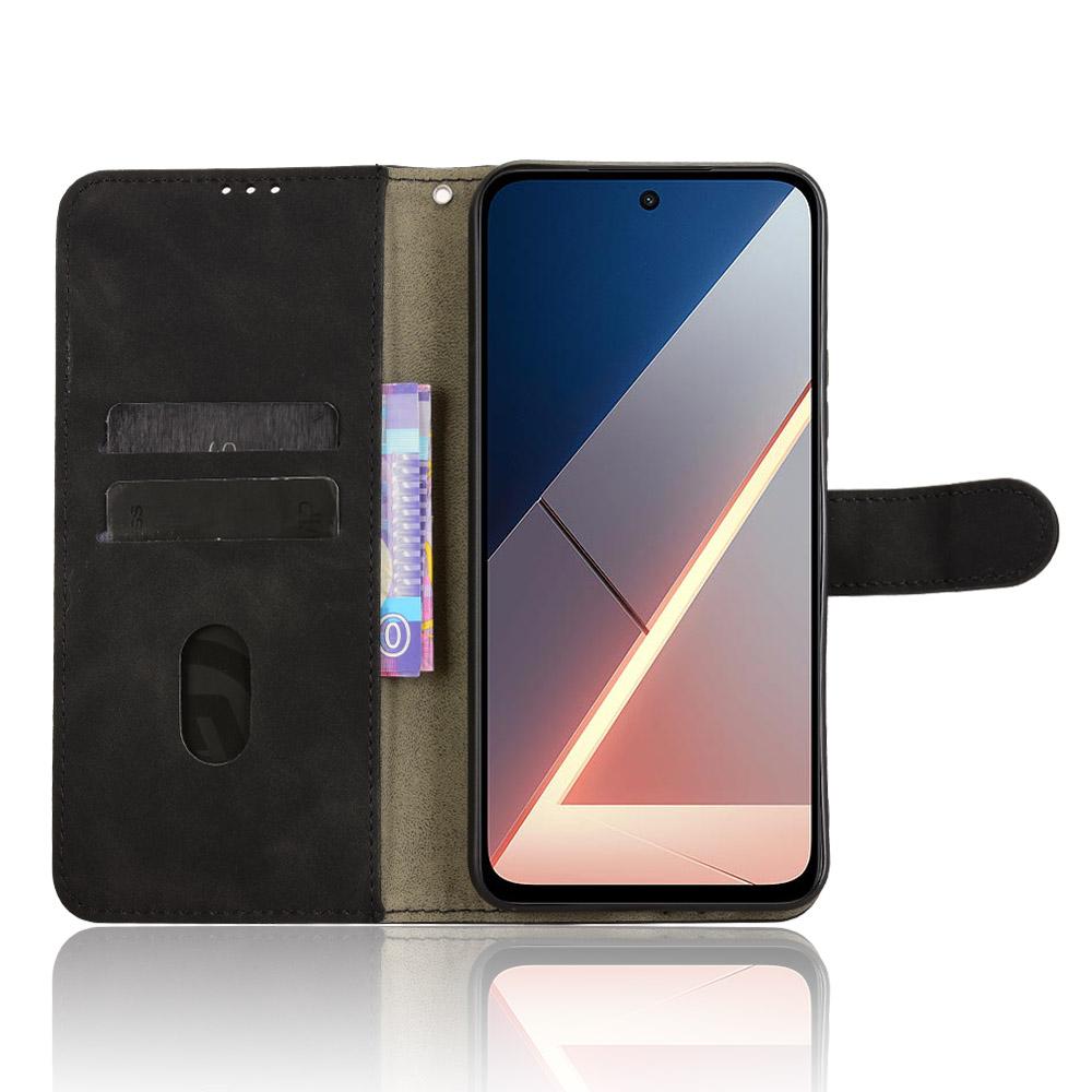 Для Xiaomi Poco M7 4G (США) (171 мм) Кожаный чехол с ощущением кожи, противоударный, кошелек-подставка, чехол-книжка для телефона