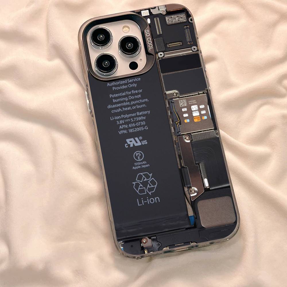 Креативный чехол для телефона с рисунком печатной платы Для iPhone 17 Air 16 15 14 11 12 13 Pro Max Plus X XR XS Цветной Серебристый Жесткий Чехол