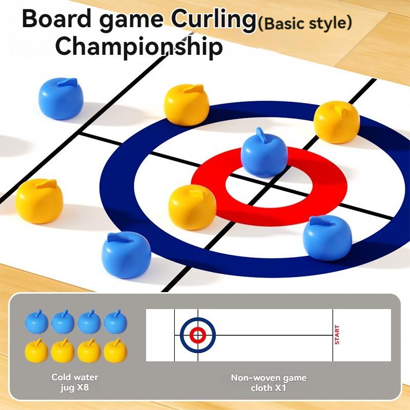 Family Fun Board Games Tabletop Curling Game With 8-16 Rollers & Shuffleboard Pucks Toys For Kids & Adults Family Party