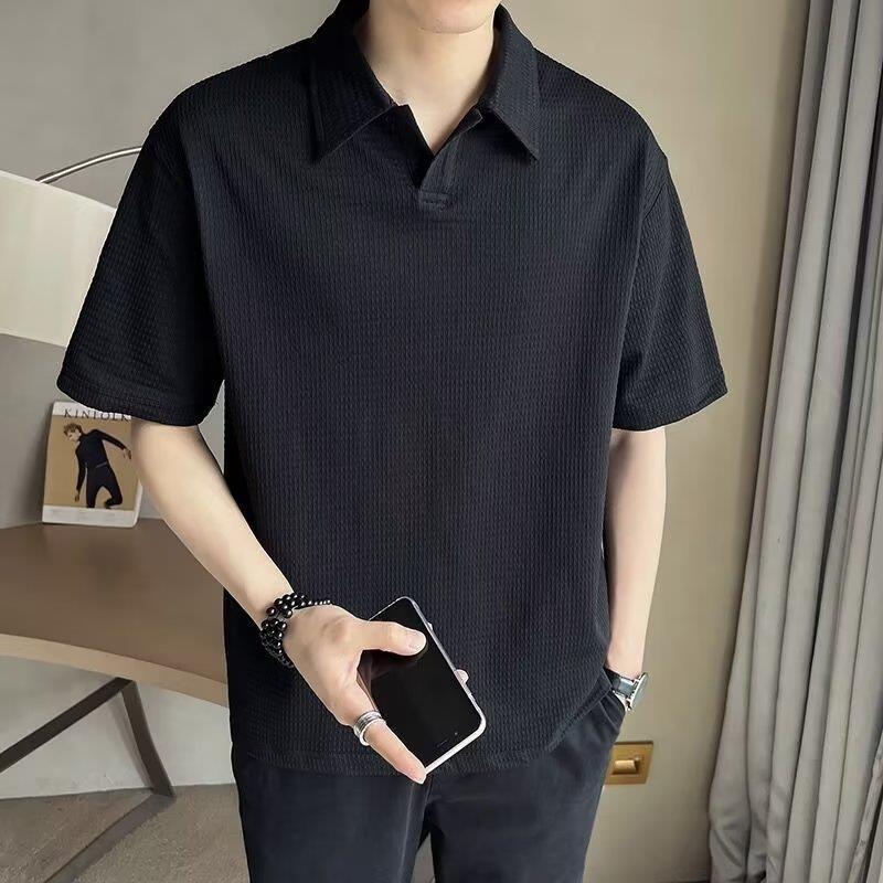 Мужская японская ретро-рубашка-поло — высококачественная, с короткими рукавами, свободного кроя, летний тренд