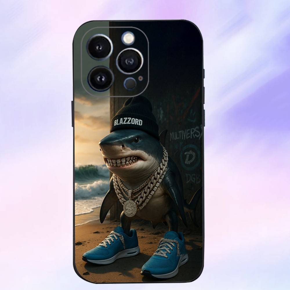 Чехол для телефона B-Brainrot Tralalero для iPhone 16,15,14,13,12,11 Plus,Pro Max,XS,X,XR,SE,Mini,8,7, Мягкий силиконовый черный чехол