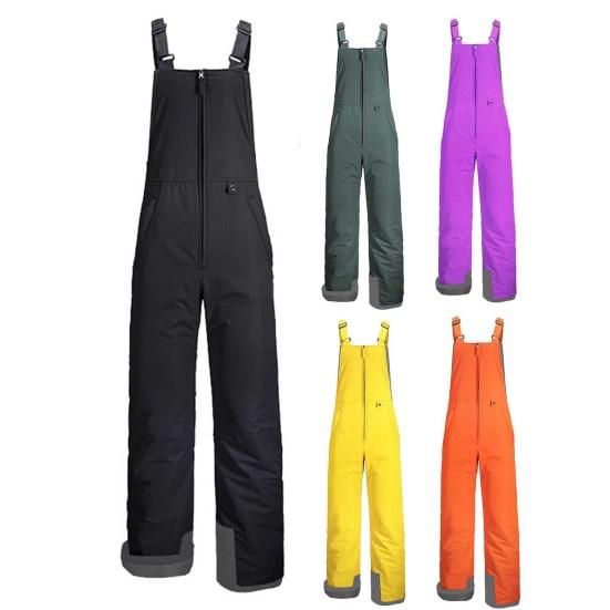 Утепленные лыжные брюки унисекс Водонепроницаемый лыжный полукомбинезон с застежкой-молнией спереди Ветрозащитные зимние брюки для сноуборда для мужчин и женщин