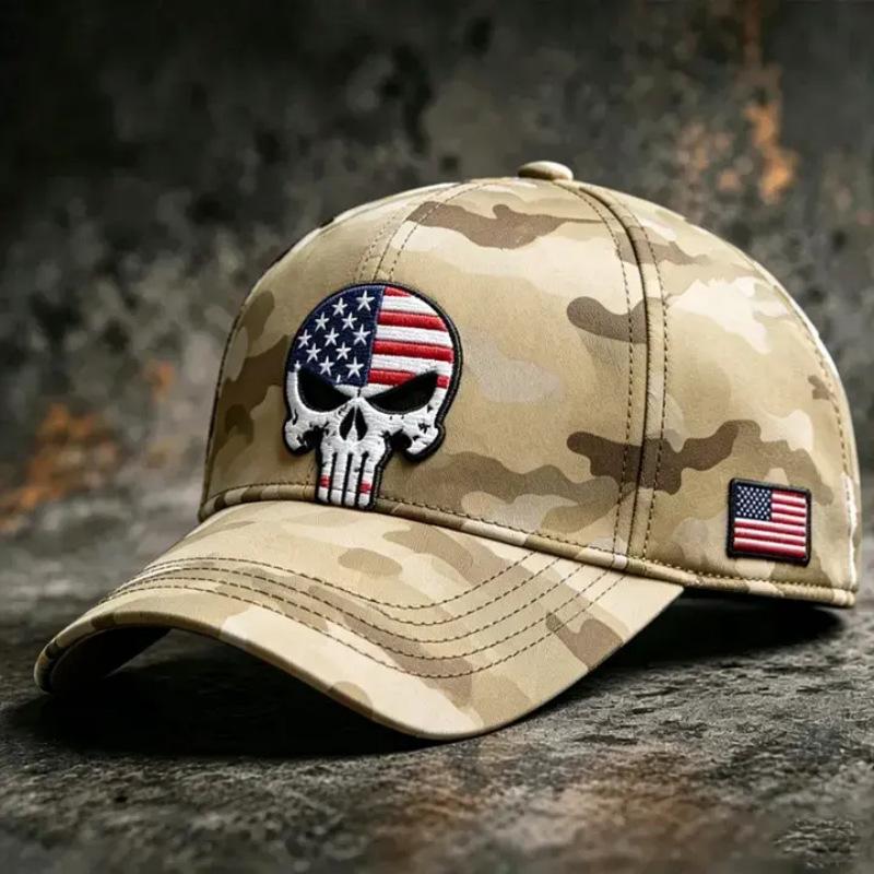 American flag camouflage baseball cap embroidered skull men's cap sunscreen women's visor explosion