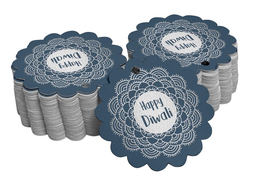 Inkdotpot 100 шт. в упаковке. Бумажные бирки Happy Diwali Favor, поделки из настоящей золотой фольги