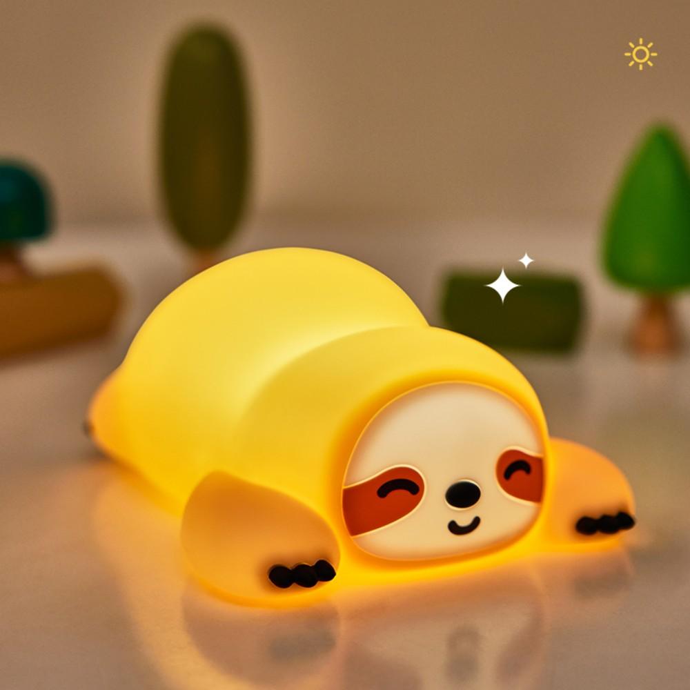 Cute Squishy Sloth Silicone Night Light Rechargeable 3 Levels Dimmable 30Min Timer Nursery Nightlight For Kids Bedroom