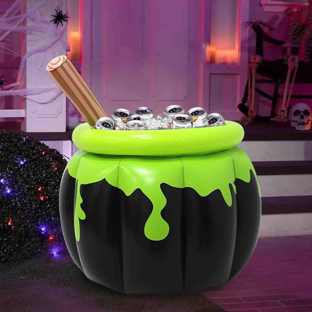 Halloween Inflatable Cooler Inflatable Cauldron Ice Bucket Blow Up Beverage Holder Photo Prop Decoration for Yard Backyard