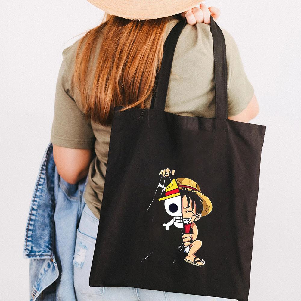 Японские мультфильмы комиксы One Piece Печать Холщовая сумка Студенческая сумка через плечо Сумка-тоут 0028 KTB