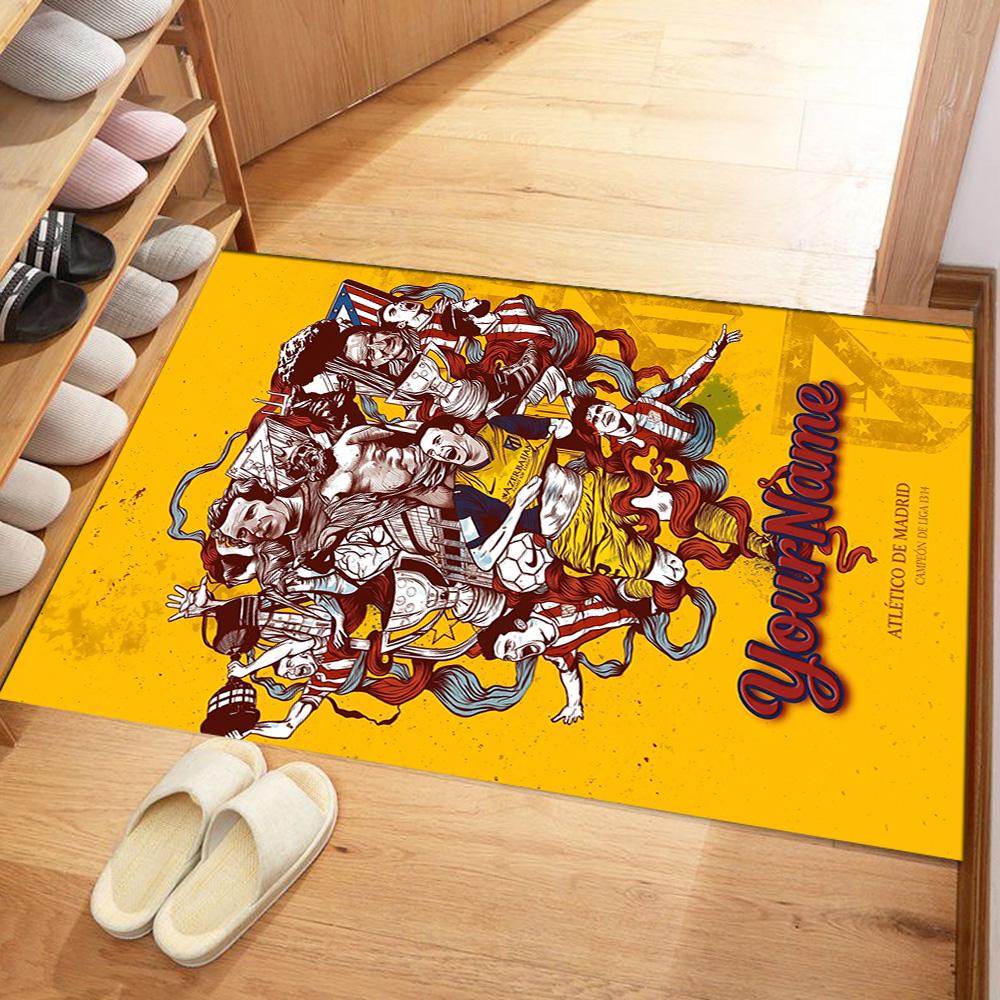 Atletico Madrid Customize Text Floor Mat Perfect for Balcony Dining Room Hallway Bedrooms Anti-slip Rug Decorate Offices Spiritual Gift