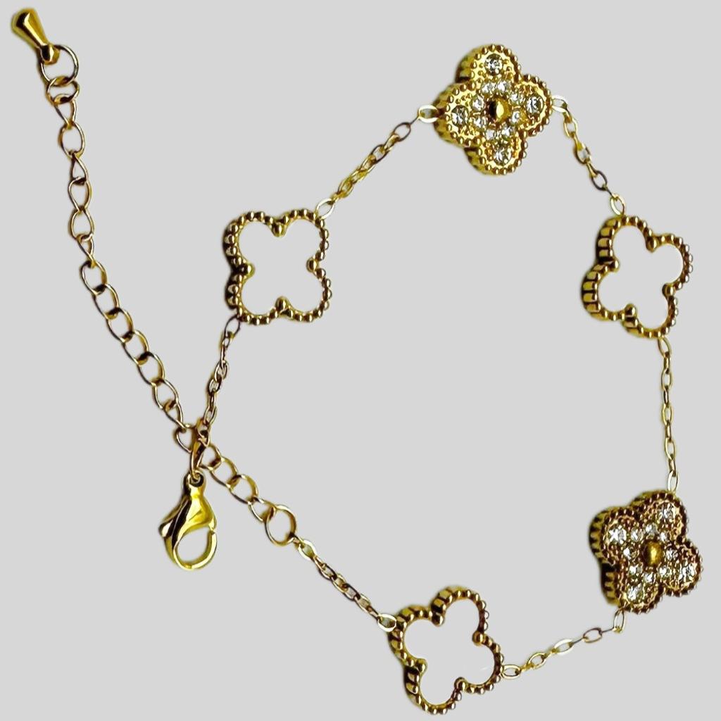 Titanium Steel Five Flowers Four Leaf Clover Bracelet Five Flowers Fashion 18k Ladies Necklace