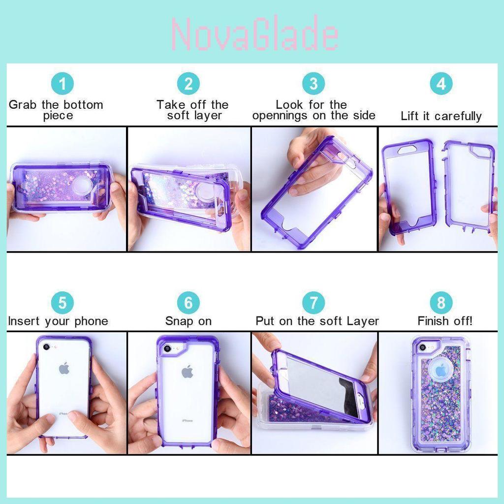 Защитный противоударный чехол Defender Shell с блестками и жидким песком для Iphone 678px