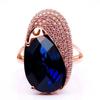 Блестящие Преувеличенные Эллиптические Кольца для Помолвки с Кристаллами Сапфира для Женщин с Покрытием из Розового Золота, Шармы, Панк-Стиль, Роскошный Циркон