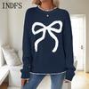 INDFS Women's Fashion Casual Fall Winter Long Sleeve O-Neck Sweaters