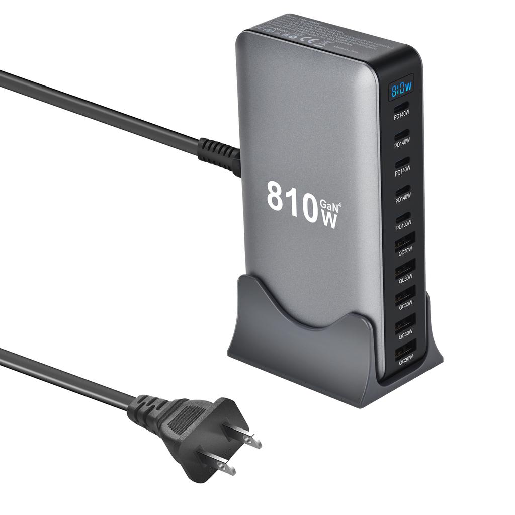 2026 Новая станция быстрой зарядки GaN 810 Вт PD3.1 Адаптеры USB Type C 10-портовое настольное быстрое зарядное устройство для мобильных телефонов и планшетов Dropshipping