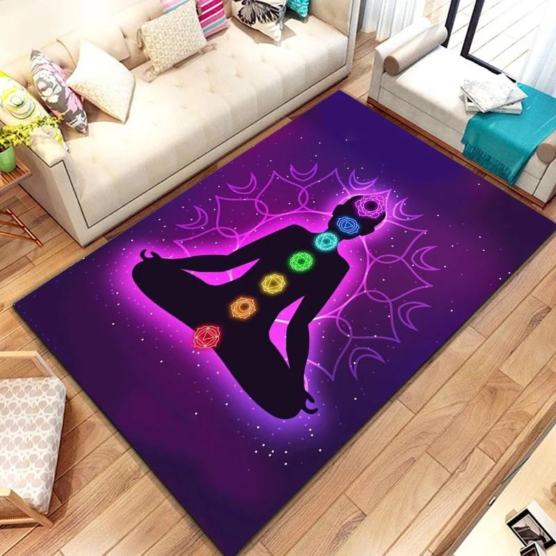 Новый ковер-мандала «Радуга 7 чакр» в богемном стиле, ковер для гостиной, спальни, дивана, коврик для двери, декор, мягкий нескользящий коврик для пола для йоги