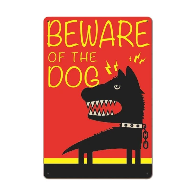 Retro Metal Tin Sign Warning Dog Vintage Wall Decor for Home Garden Cafe Perfect for IndoorOutdoor Use Rustic Poster Prin