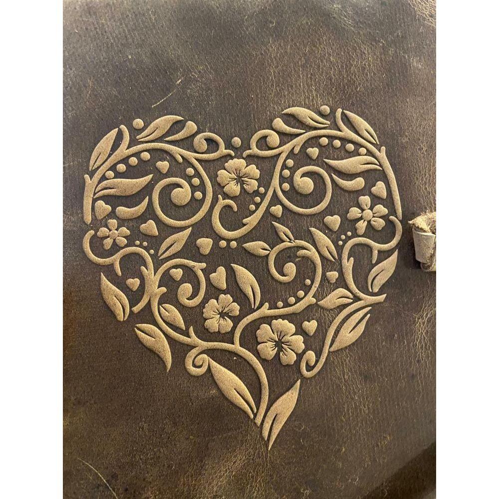Vintage Leather Journal Book Of Shadow Grimoire Antique Deckle Paper Heart