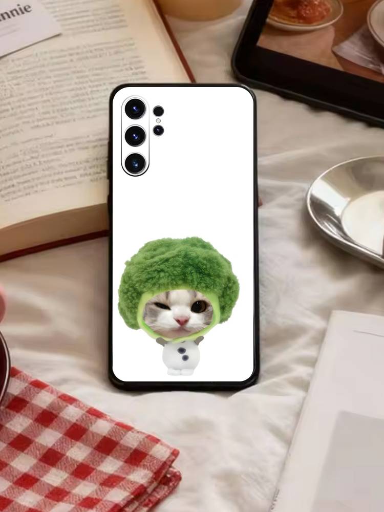 Чехол для телефона с большими глазами Глупые кошки Для Samsung S26,S25,S24,S23,S22,S21,S20,Plus,Fe,Lite,Другие Черный Чехол