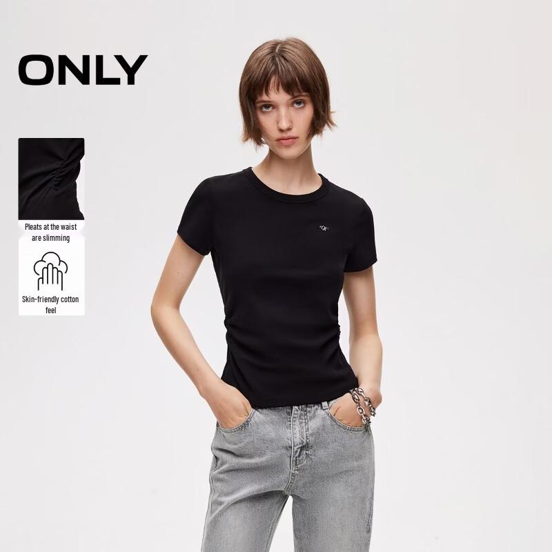 ONLY Women's Basic Sleeveless Round Neck T-Shirt with Side Drawstring