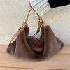 Yogodlns Women's Plush Crossbody Bag Single Shoulder Handbag Large Capacity Casual Autumn Winter Fur Hobo Bag Fashionable Underarm Bag