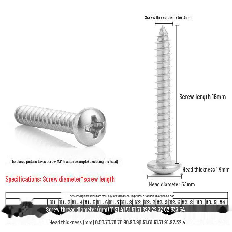 Саморезы из нержавеющей стали 316 с круглой и плоскоконической головкой M2-M6