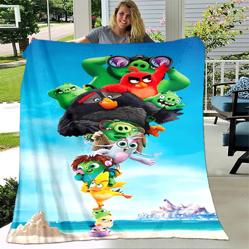 1pc Blanket angry Birds Print Design, Lightweight Blanket for Sofa, Bed- Soft &Warm, Gift for All Seasons like Christmas, Halloween