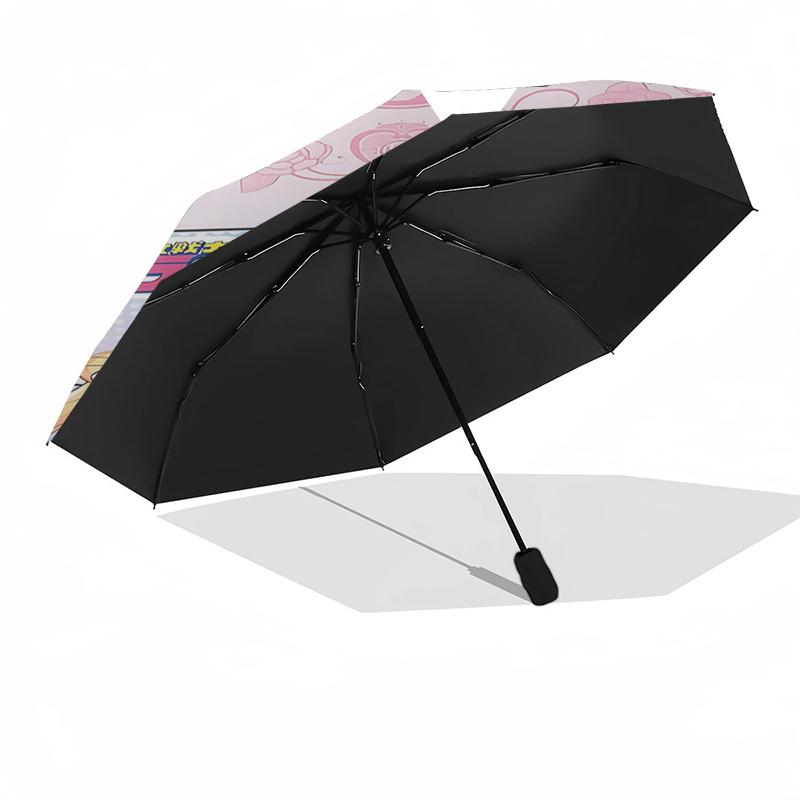Sailor Moon x Hello Kitty Automatic Folding Umbrella - Portable 3-Fold Design with 8-Bone Iron Frame, Perfect for Fans, Travelers, and Daily