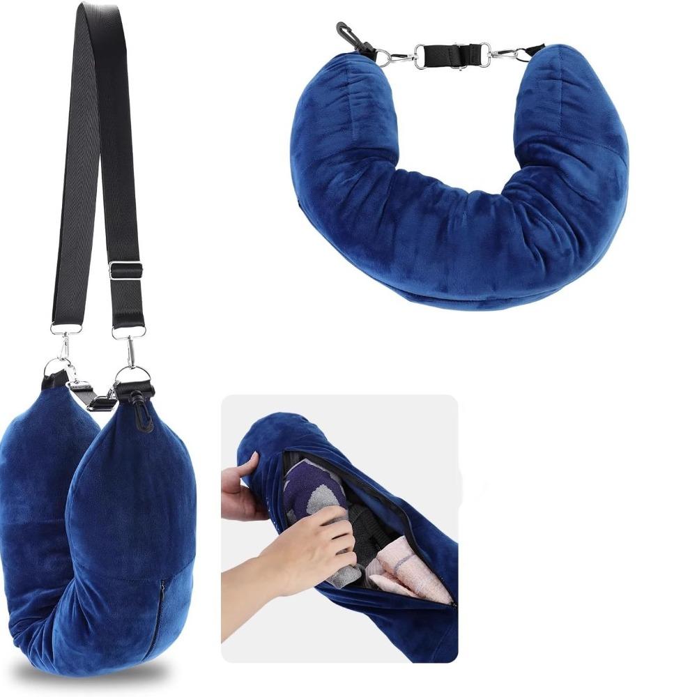 Gift Lycra Fabric Fillable Travel Neck Pillow Waterproof Ultra Soft Fuzz Travel Bag Pillow Carry Portable Pillowcase Storage Bag