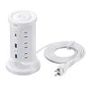 Башня-удлинитель Sanwa Direct, 12 розеток, 2 порта USB-A, 1 порт USB-C, поворотная вилка 2 м, удлинитель для зарядки USB с главным выключателем, белый, 700-TAP