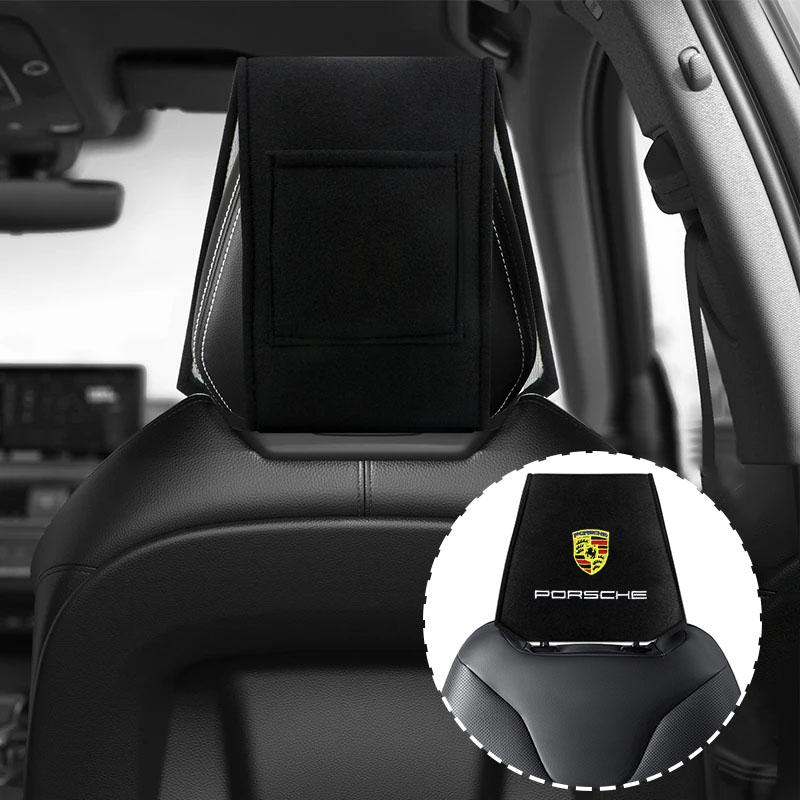 Черный комплект подушек подголовника спинки сиденья с логотипом Porsche и сумкой для хранения (3 куска) для моделей Porsche